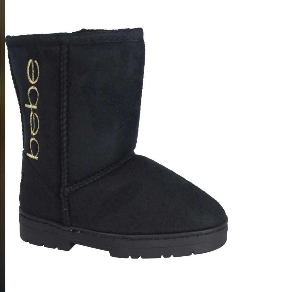 Bebe Kids Microsuede faux fur lined boots, Black, NWT